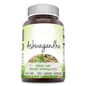 Amazing India Natural Ashwagandha | 500 Mg Per Serving | Veggie Capsules | Non-GMO | Gluten Free | Made in USA (250)