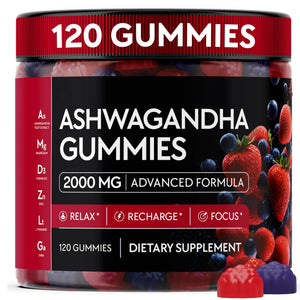 Ashwagandha Gummies – 120 Count - 2000 MG Ashwagandha Supplements with L-Theanine, GABA, Magnesium, Zinc & Vitamin D3 – Sugar-Free, Vegan, Non-GMO–Natural Support for Balance