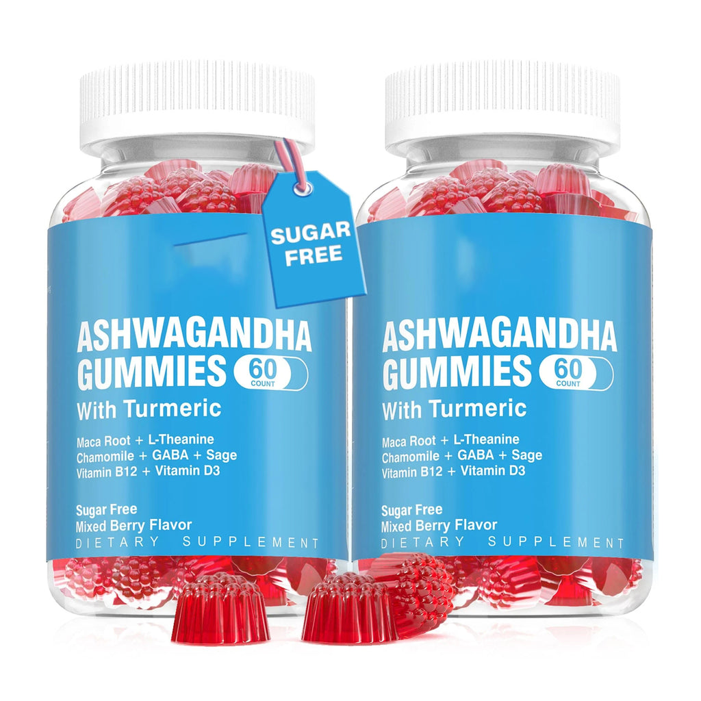 Ashwagandha Gummies 2000mg for Women Men - Sugar Free, Vegan - Organic Ashwagandha Root Extract Supplements Gummy & Vitamin D3, B12 and Turmeric, Promote Relaxation, Mixed Berry Flavor, 120 Count