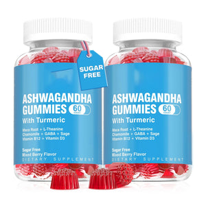 Ashwagandha Gummies 2000mg for Women Men - Sugar Free, Vegan - Organic Ashwagandha Root Extract Supplements Gummy & Vitamin D3, B12 and Turmeric, Promote Relaxation, Mixed Berry Flavor, 120 Count