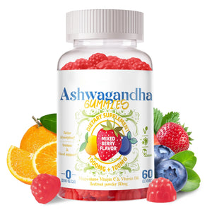 Ashwagandha Gummies & Vitamin D3 Gummies 60 Count - Organic Aswangdha Supplement for Improve Sleep, Stress Relief & Mood Calm(Mixed Berry, Vegan, Plant Based,Gluten-Free & Gelatin Free)-1pack