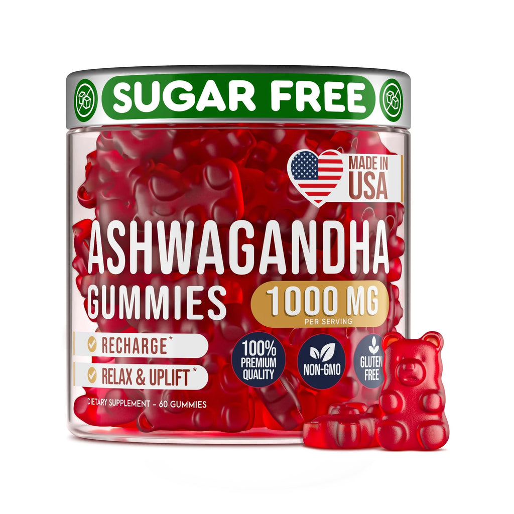 Ashwagandha Gummies for Women & Men - Natural Calm Gummies with Ashwagandha Root Extract Vitamin C Zinc - Ashwagandha Herbal Supplement for Sleep Stress Balance - 60 Vegan Sugar Free Chews