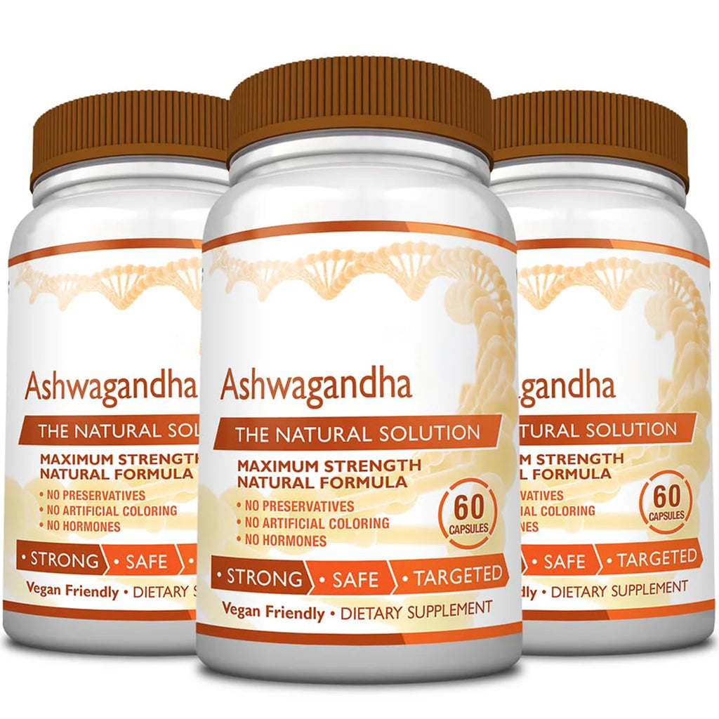 Ashwagandha MD™ with Ginger and Bioperine. Reduce Stress, Enhance Mood Improve Sleep. Organic and Vegan Friendly 60 Capsules - 3 Bottle - 1500 mg Per Serving