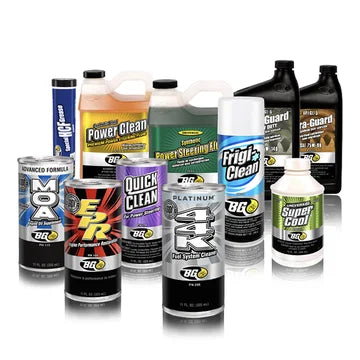 Collection of automotive care products on a white background