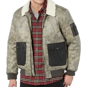 Men's Aviator Leather Bomber Jacket