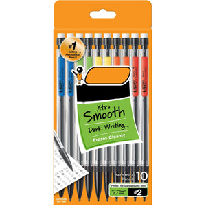 BIC Xtra-Smooth Mechanical Pencils with Erasers, Medium Point (0.7mm), 10-Count Pack, Bulk Mechanical Pencils for School or Office Supplies