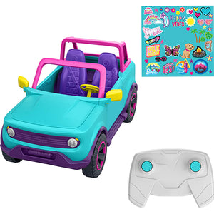 Barbie Hot Wheels RC SUV, Remote-Control Vehicle That Fits 2 Fashion Dolls & Accessories, Includes Kid-Applied Stickers for Customization