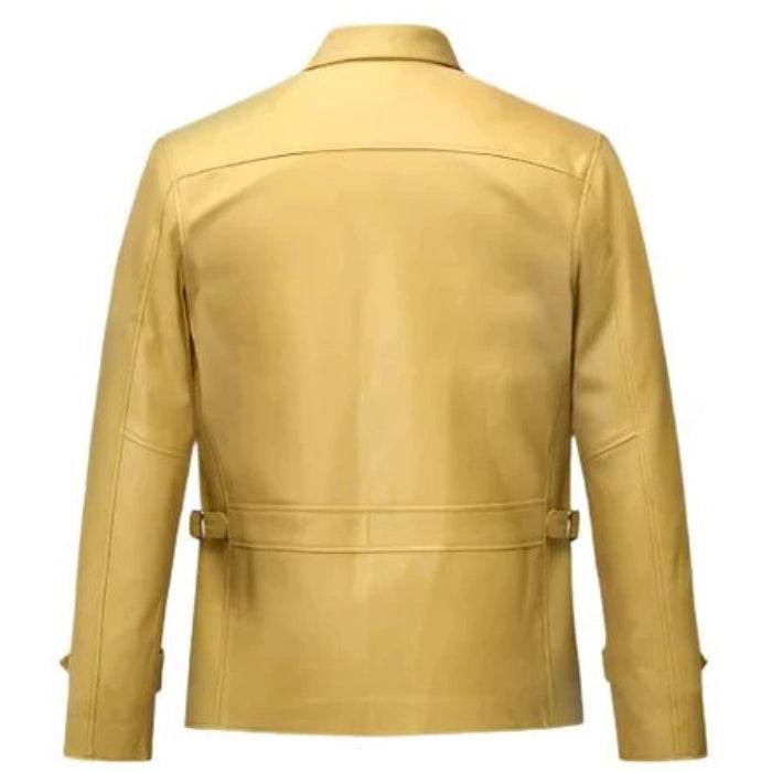 Men's Beige Burn Leather Jacket