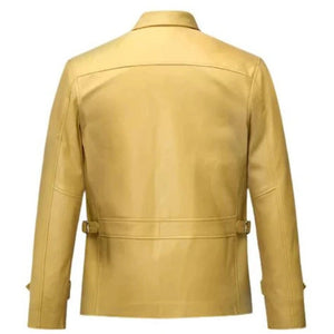 Men's Beige Burn Leather Jacket