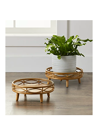 Better Homes And Gardens Willow Sage Brown Rattan Round Plant Stand