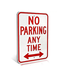 Bigtime | No Parking Anytime Aluminum Metal Sign With Arrow For Private Driveway