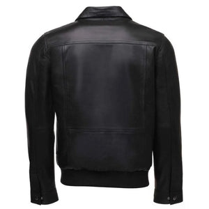 Men's Black Bomber Style Leather Jacket