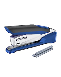 Bostitch Office Inpower Spring-Powered Premium Desktop Stapler , 28 Sheet Capacity, One Finger, No Effort, Blue/Silver