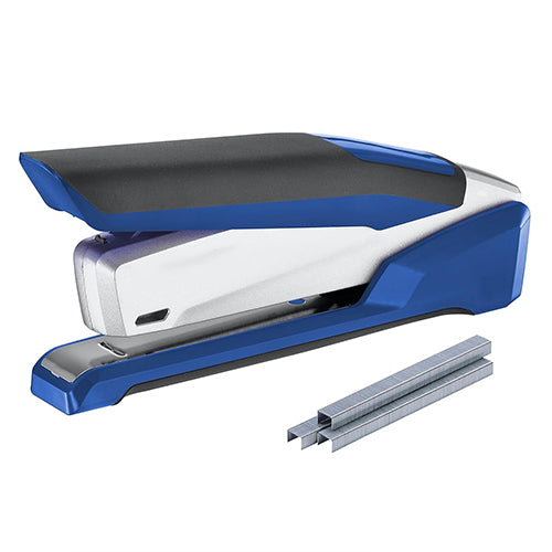 Bostitch Office Inpower Spring-Powered Premium Desktop Stapler , 28 Sheet Capacity, One Finger, No Effort, Blue/Silver