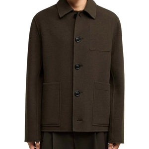 Boxy Fit Long-Sleeved Button-Up Wool Jacket