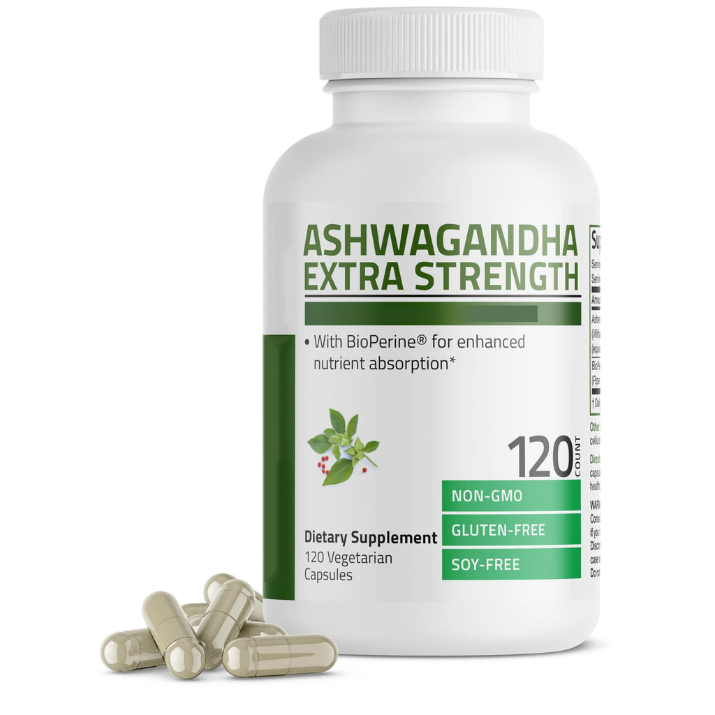 Bronson Ashwagandha Extra Strength Stress & Mood Support with BioPerine - Non GMO Formula, 120 Vegetarian Capsules