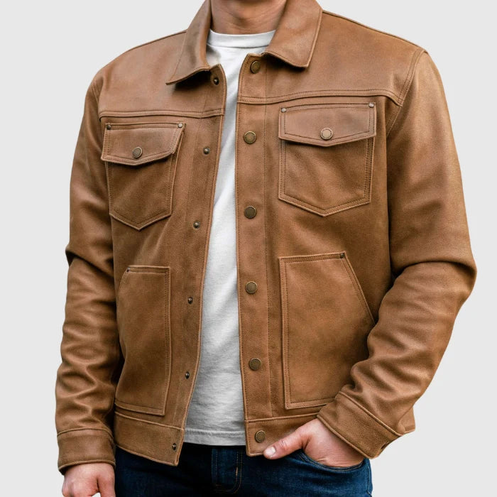 Men's Heavy-Duty Roughout Cruiser Leather Jacket