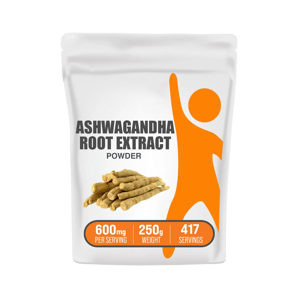 BulkSupplements.com Ashwagandha Root Extract Powder - Ashwagandha Supplement, Herbal Supplement - Vegan & Gluten Free, 600mg per Serving, 250g (8.8 oz) (Pack of 1)