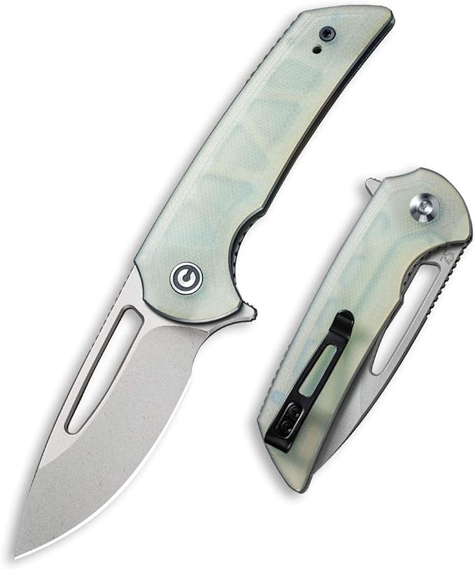 CIVIVI Odium Small Folding Knife –2.65″ Stonewashed D2 blade, G10 Handle, Ball Bearings Pivot, Flipper Opening Knife with Reversible Deep Carry Clip C2010F (Natural)