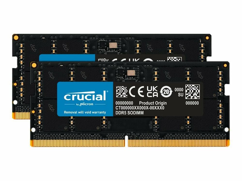 CT2K32G48C40S5 - Crucial 64GB (2x 32GB) 4800MHz DDR5 PC5-38400 ECC Unbuffered CL40 262-Pin SoDimm 1.1V Memory Module
