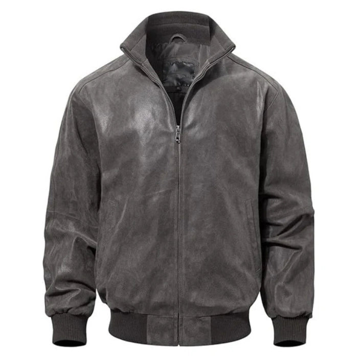 Men's Casual Real Bomber Leather Jacket
