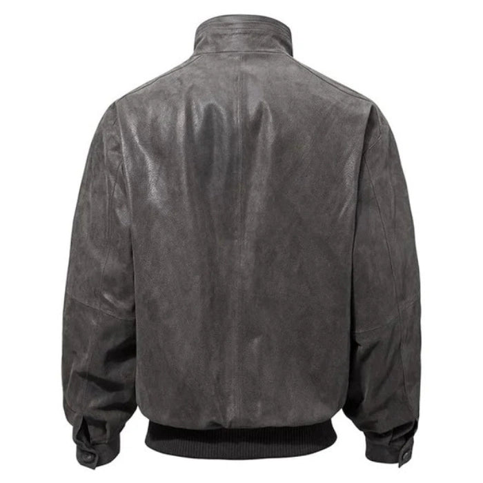 Men's Casual Real Bomber Leather Jacket