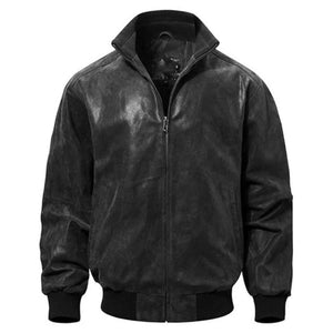 Men's Casual Real Bomber Leather Jacket