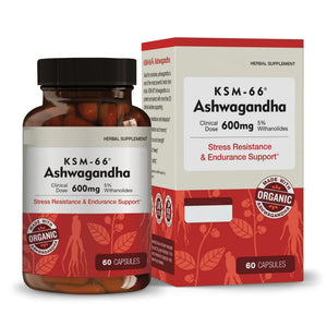 DailyNutra KSM-66 Ashwagandha 600mg Organic Root Extract - High Potency Supplement with 5% Withanolides | Relieves Tiredness, Supports Relaxation, Focus, Energy, & Muscle Growth (60 Capsules)