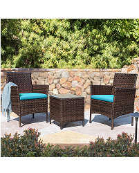 Devoko 3 Pieces Patio Conversation Set Outdoor Furniture Set Patio Bistro Set Pe Rattan Wicker Chairs With Table, Brown/