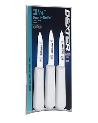 Dexter-Russell 3 Pack Of 3¼�Paring Knives, S104-3Pcp, Sani-Safe Series, Silver, White