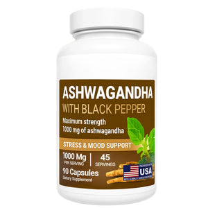 Dr. Berg Ashwagandha Capsules 1000mg - Includes Ashwagandha Root with Black Pepper from Bioperine - Ashwagandha Supplements 90 Capsules