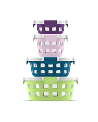 Ello Duraglass Mixed Size Round Lime Zest Glass Food Storage Set, 8 Pieces