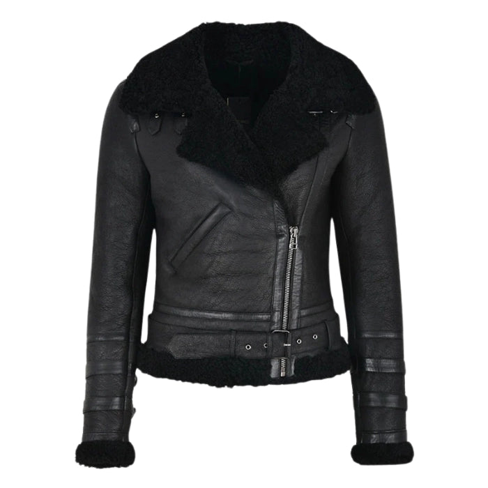 Elyssia B3 Shearling Aviator Women's Jacket Black