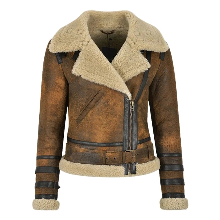 Elyssia B3 Aviator Women's Shearling Jacket Mud