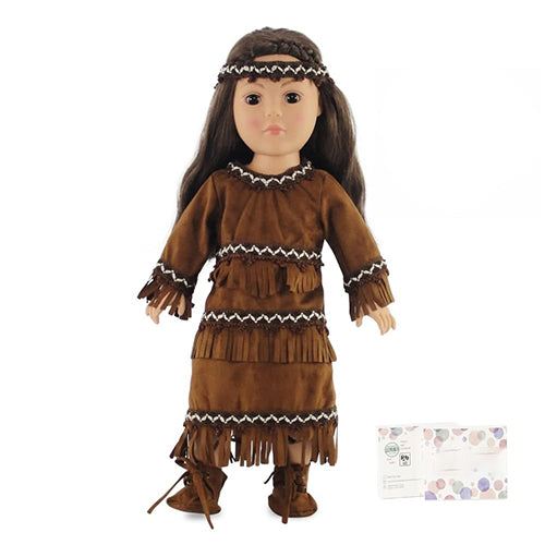 Emily Rose 18 Inch Doll Clothes 3-PC Native American Outfit Halloween Costume for - Set Includes Shoes and Accessories | Fits Most 18-in Dolls | Doll Not Included | USA Business