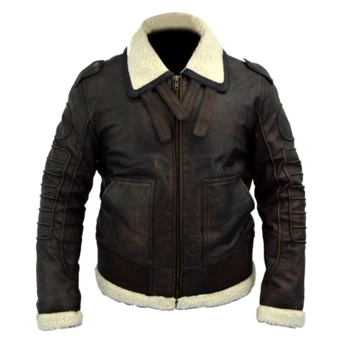 Men's Distressed Shearling Leather Jacket