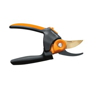 Fiskars 11.5" PowerGear2 Titanium Softgrip Bypass Pruner, 3/4" Cut Capacity Black and Orange
