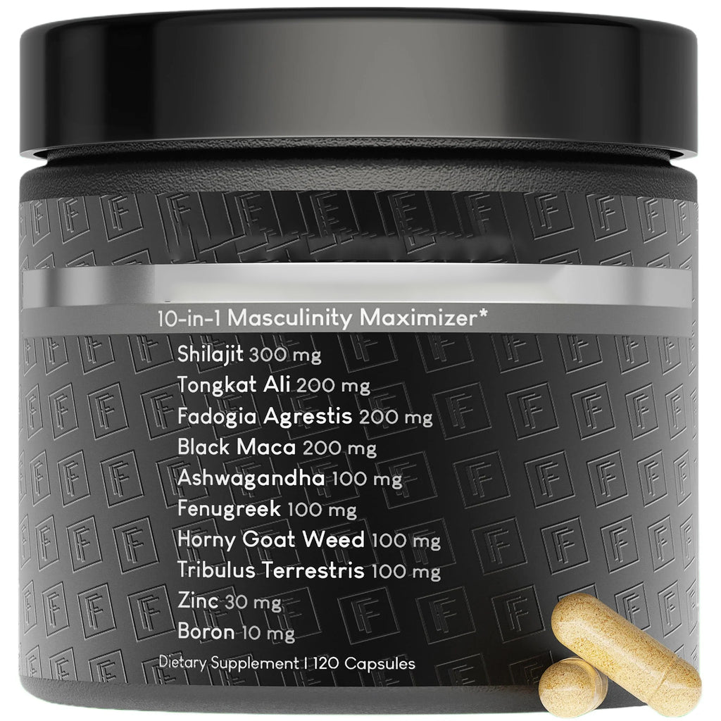 Formulation Factory Self Obsessed 10 in 1 Masculinity Maximizer Supplement, Shilajit for Men, Tongkat Ali, Ashwaganda, Fenugreek Muscle Growth, Energy, Drive, Strength, Recovery 2 Month (Pack of 1)