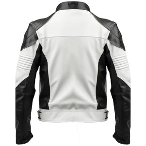 Men's Faux White Leather Jacket