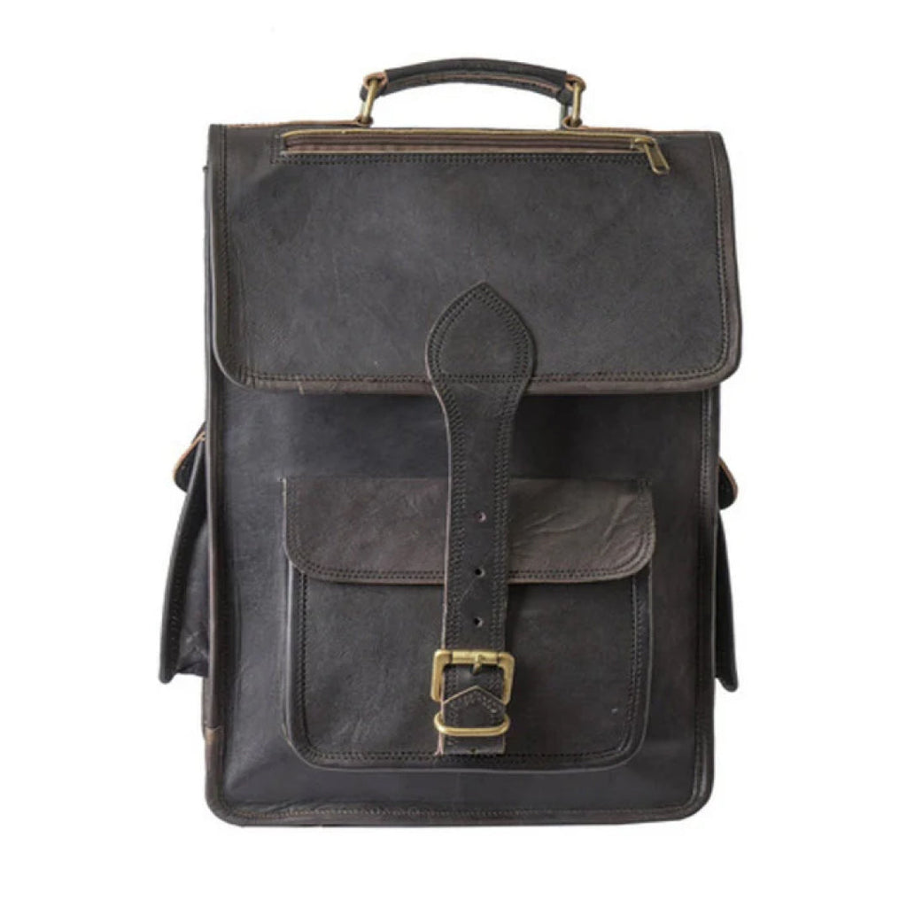 Texas Black Leather Backpack