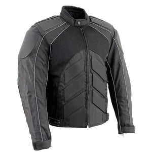 Men's CE Armored Motorcycle Textile and Leather Combo Jacket