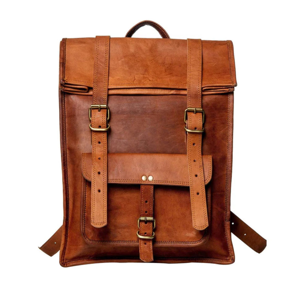 The Hoffman Roll Top Leather Backpack