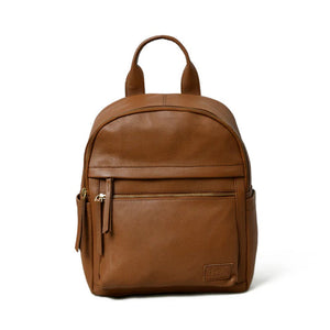 Tan Multi Pocket Women's Leather Backpack