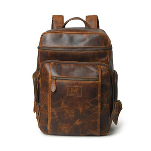 Alpha Caramel Buffalo Travel Leather Backpack