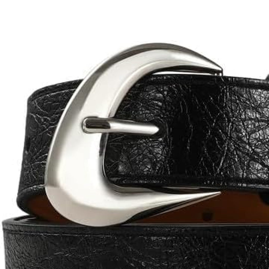 Black Faux Leather Belt with Silver Buckle
