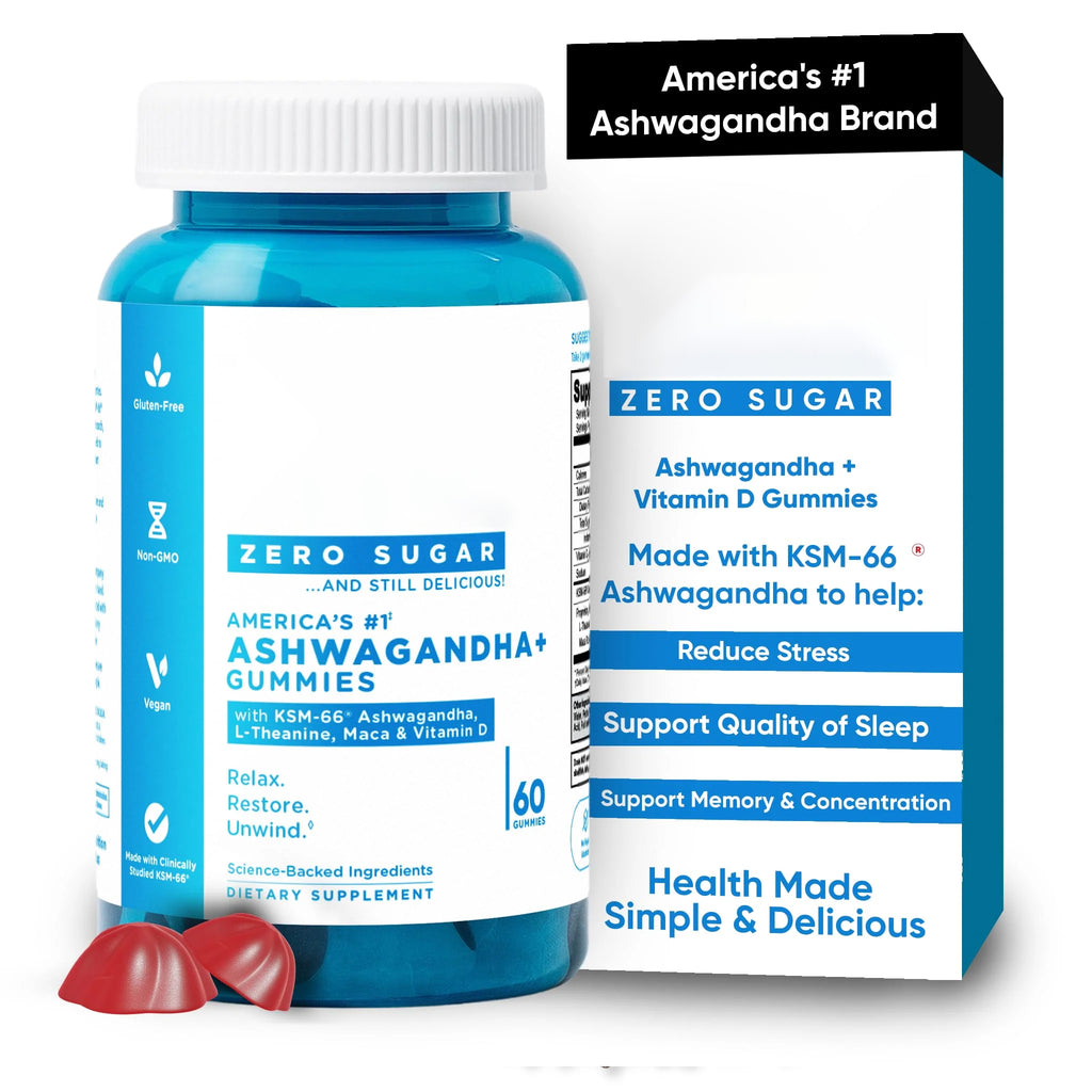 Goli Zero Sugar Ashwagandha Gummies with KSM-66, L-Theanine, Maca and Vitamin D - No Sugar Alcohols - Vegan, Keto-Friendly, Non-GMO