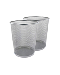 Greenco Mesh Wastebasket Trash Can, 6 Gal, Silver, 2 Pack