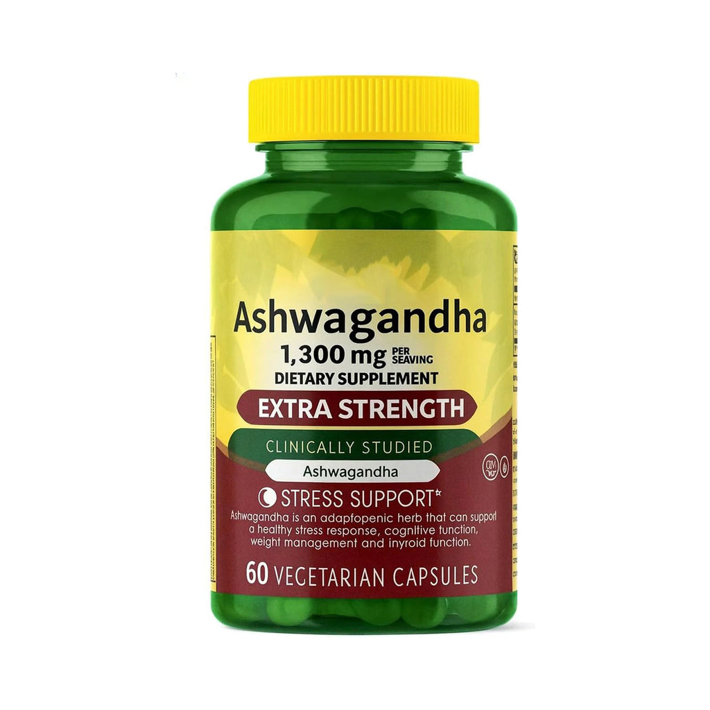 H4U 4 TOP Care Ashwagandha Dietary Supplement, 1300 mg, Stress Relief and Mood Enhancer, 60 Vegetarian Capsules