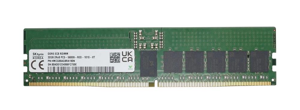 HMCG88AGBRA190N - Hynix 32GB 5600MHz DDR5 PC5-44800 ECC Registered CL46 288-Pin DIMM 1.1V Dual Rank x8 Memory Module