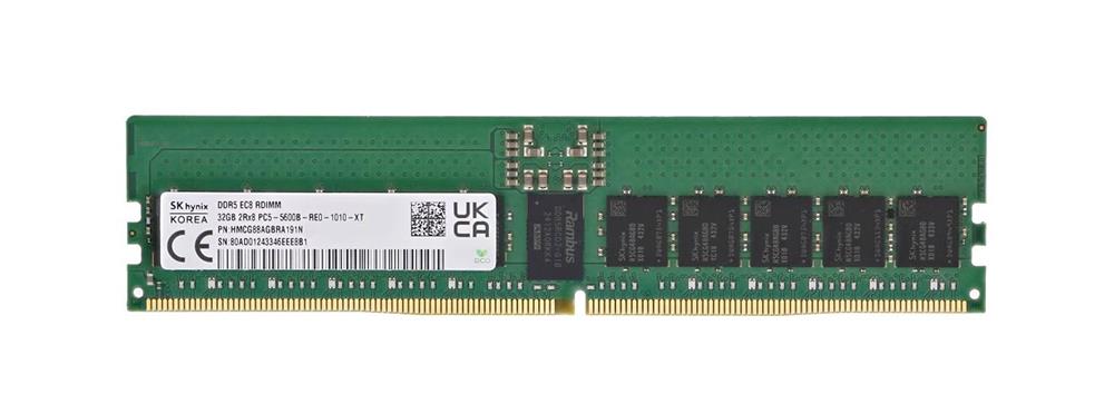 HMCG88AGBRA191N - Hynix 32GB 5600MHz DDR5 PC5-44800 ECC Registered CL46 288-Pin DIMM 1.1V Dual Rank x8 Memory Module